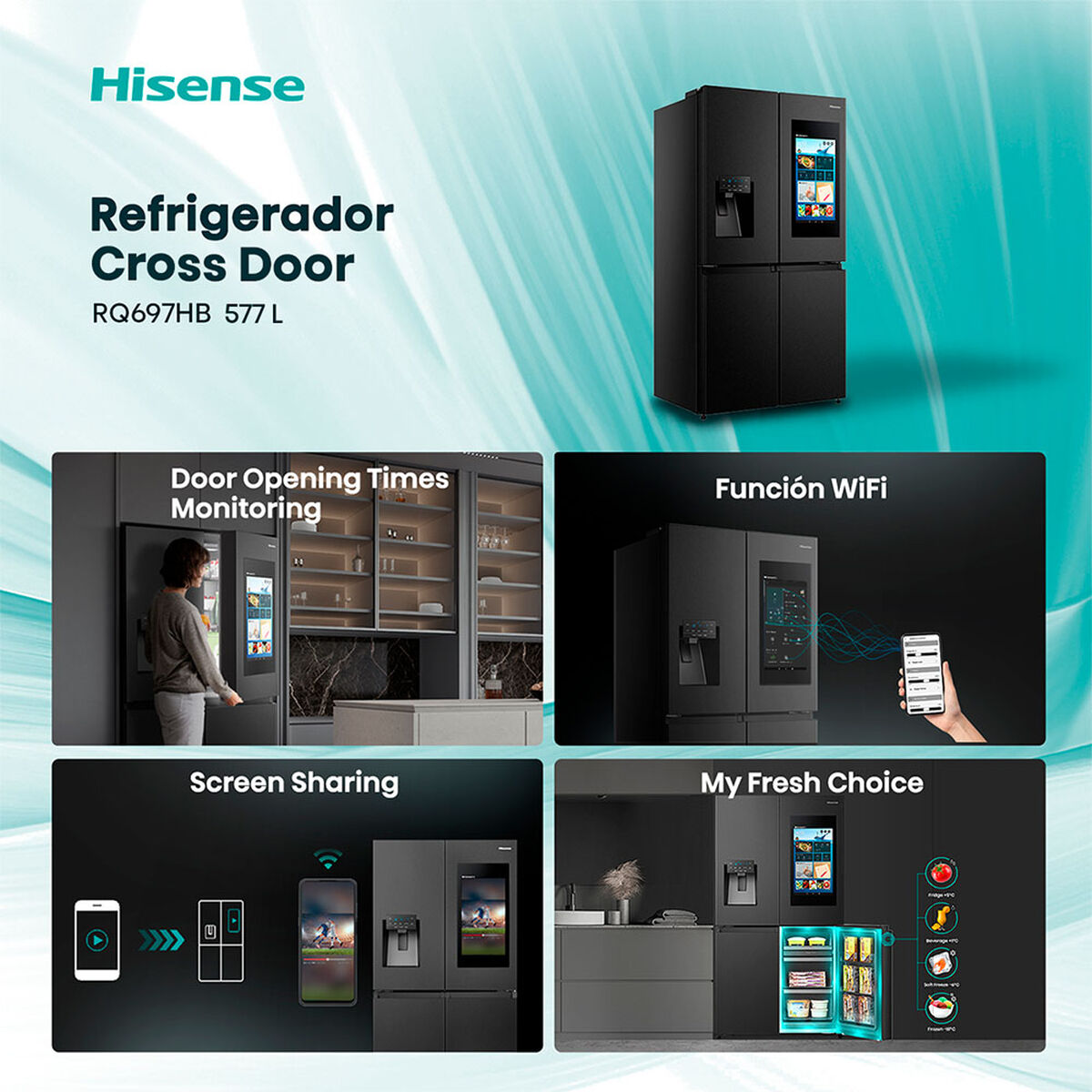 Refrigerador Side by Side Hisense Cross Door RQ697HB 577 L