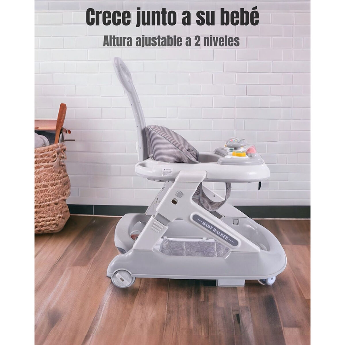 Andador Caminador 5 En 1 con Apoya Pies Gris LuBabycas