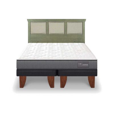 Cama Europea CIC Base Dividida King Anatomic + Respaldo Torino Olivo