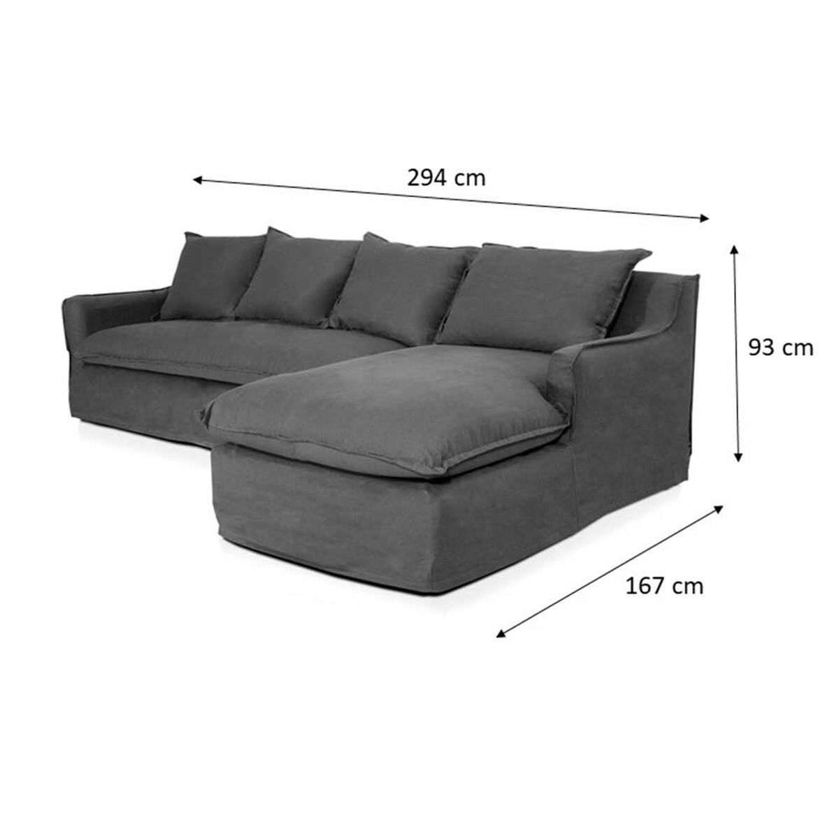 Sofá Seccional Derecho Innovamuebles Fontana Lino 4 Cuerpos Azul Piedra
