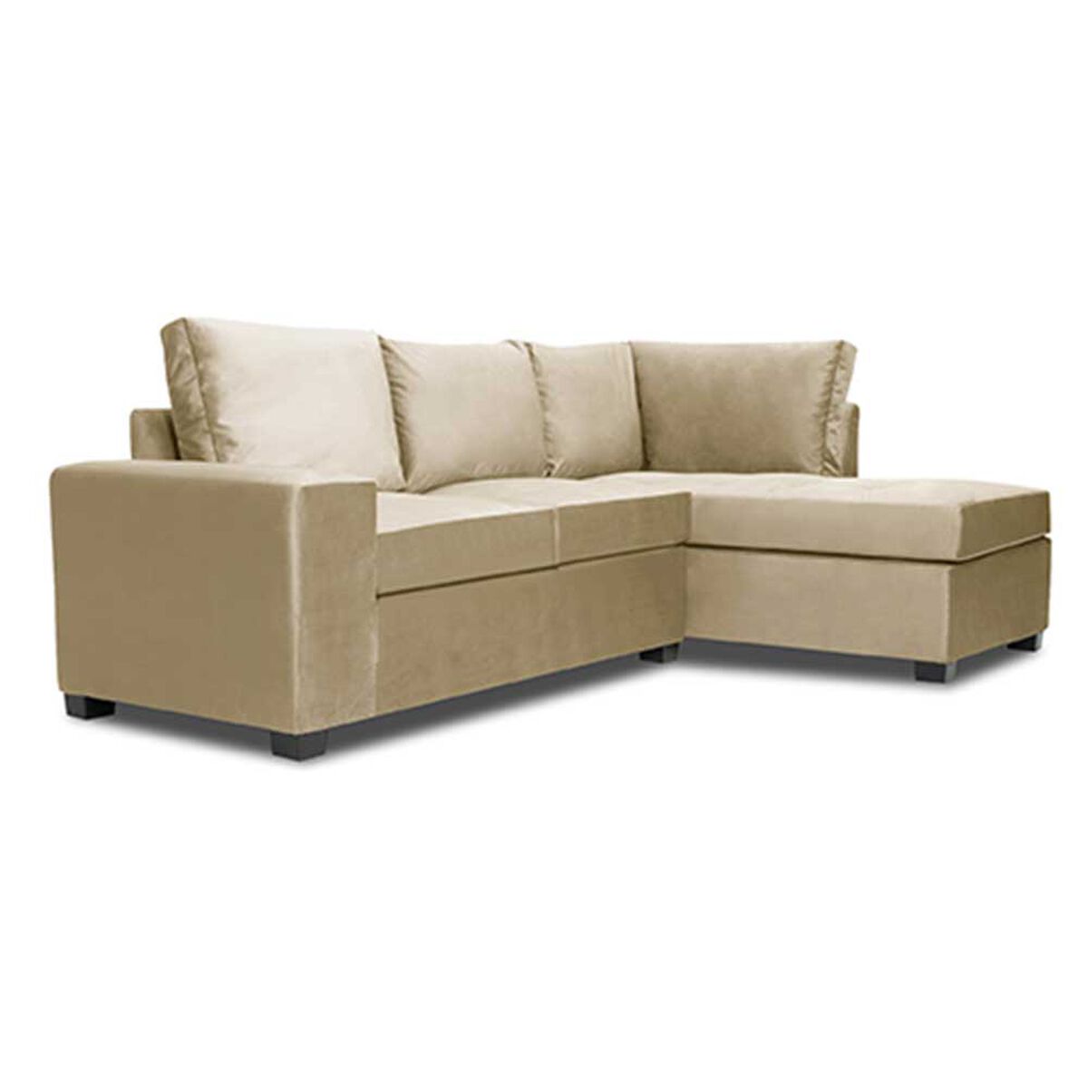 Sofá Seccional Derecho Innovamuebles Mini Senna Felpa 3 Cuerpos Beige