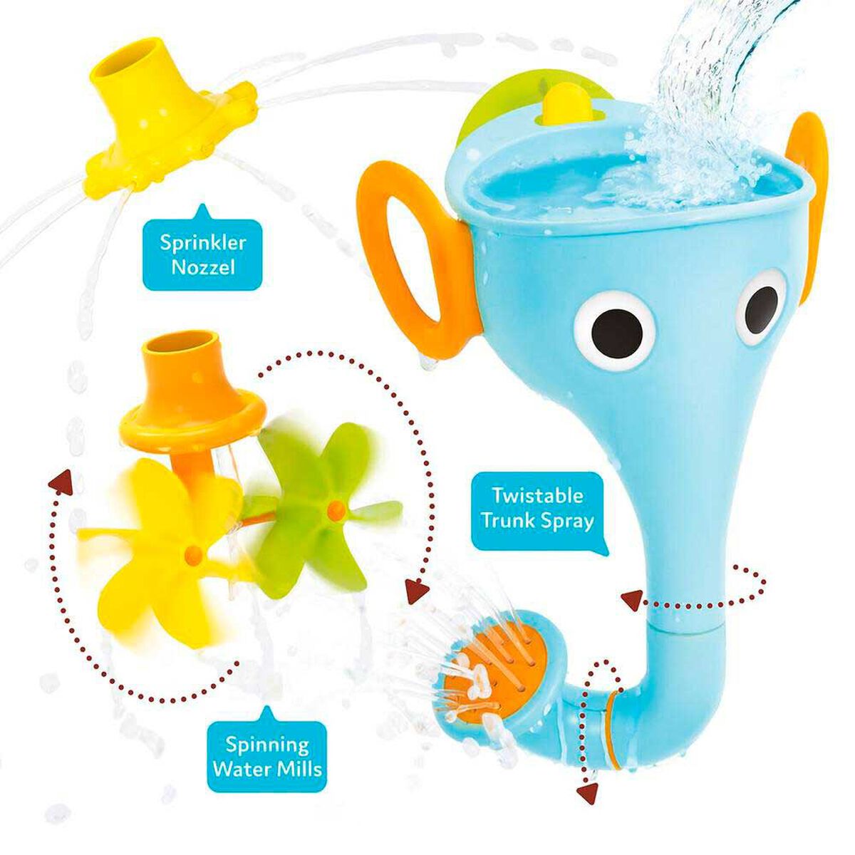 Juego de Ba&ntilde;o Elefante Embudo Celeste Infantil Beb&eacute; Ni&ntilde;o Ni&ntilde;a Tina Yookidoo