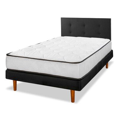 Cama Europea Flex 1 Plaza New Simple + Respaldo Royal Negro