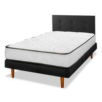 Cama Europea Flex 1,5 Plazas New Simple + Respaldo Royal Negro