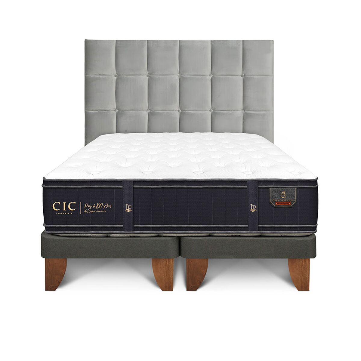 Cama Europea CIC Base Dividida 2 Plazas Grand Premium + Respaldo Sile