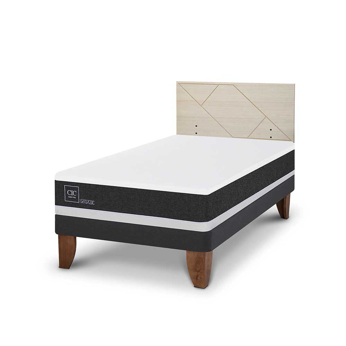 Cama Europea CIC 1,5 Plazas Ortopedic + Respaldo Villarrica Alpino