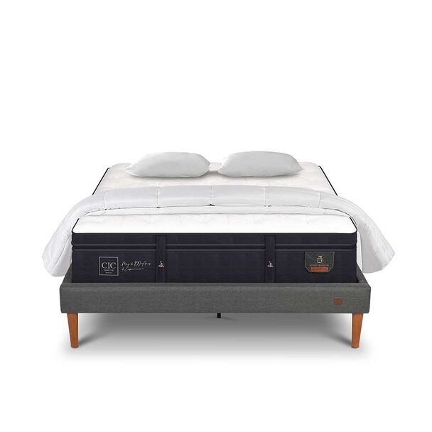 Cama Europea CIC 2 Plazas Súper Premium + Almohadas Viscoelásticas + Plumón