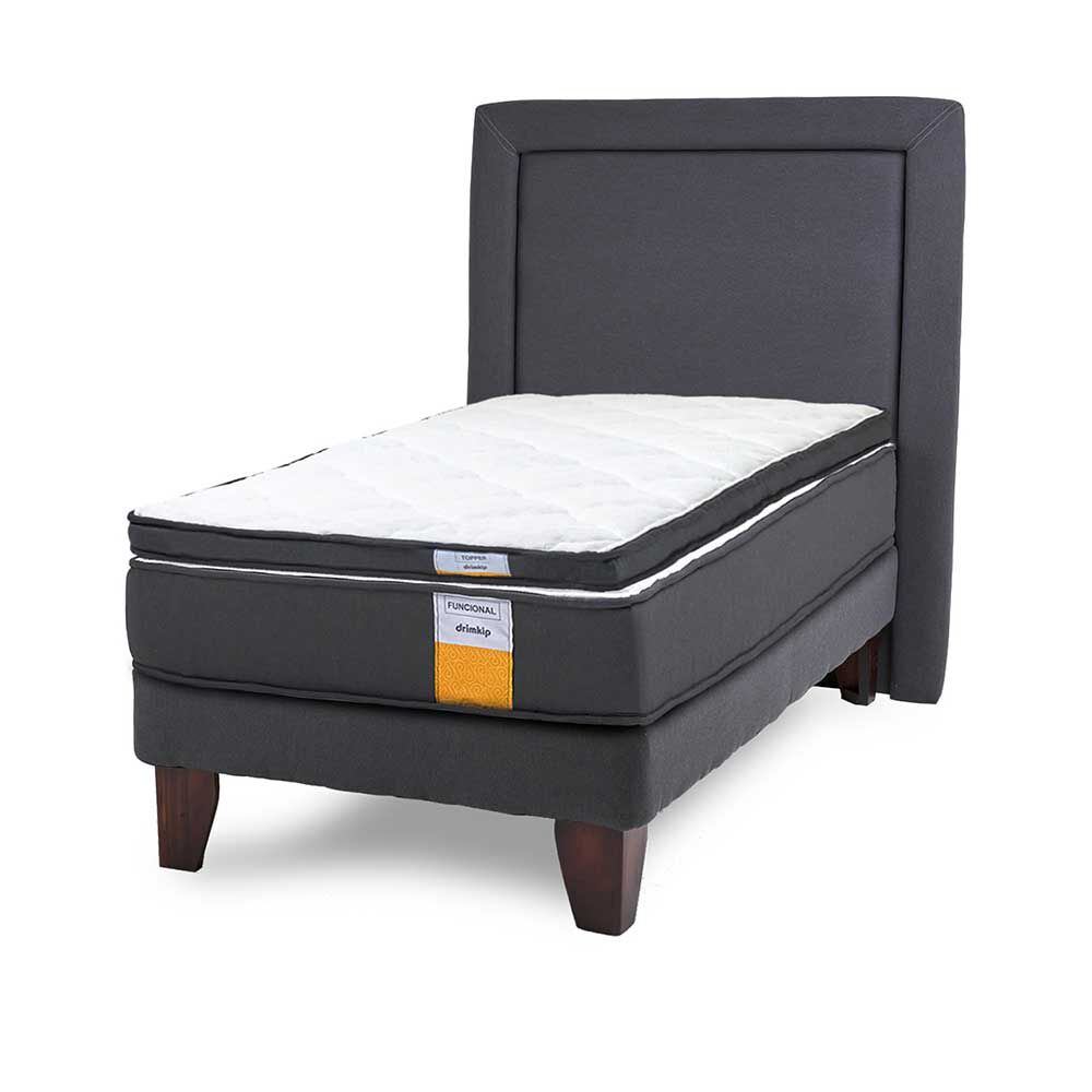 Cama Europea Drimkip 1 Plaza Funcional + Topper + Respaldo