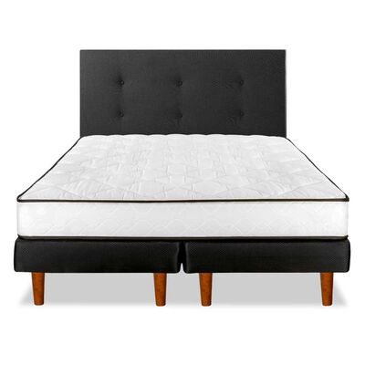 Imagen 2 del producto Cama Europea Flex 2 Plaza New Simple + Respaldo Royal Negro