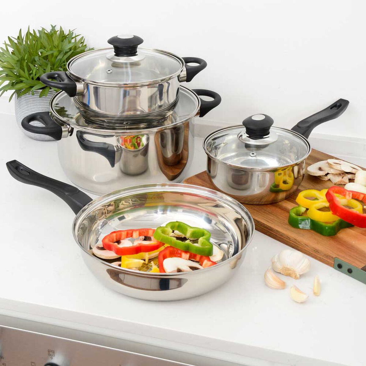 Bater&iacute;a de Cocina Fantuzzi Acero Inoxidable 7 Piezas Corazza