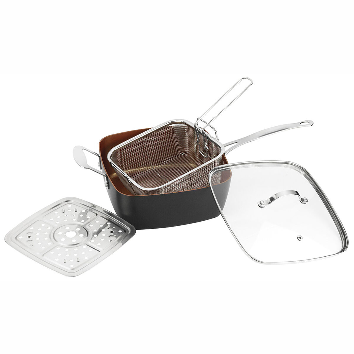Sartén Olla Aluminio Multiuso Marmicoc Spring Negro 24 Cm