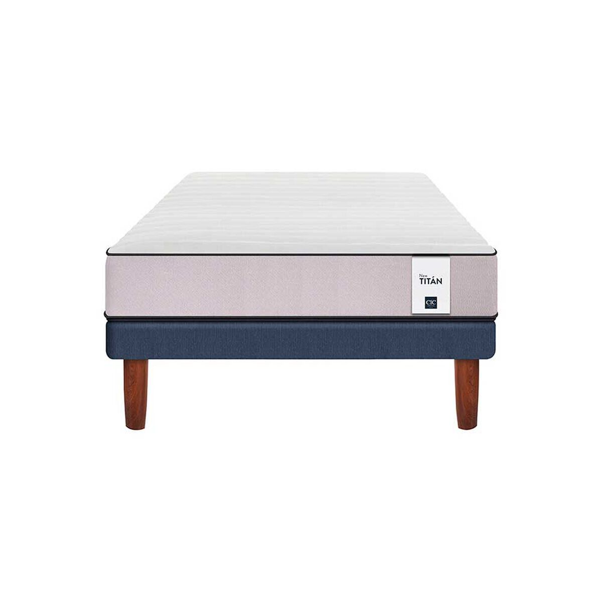 Combo Cama Europea CIC 1,5 Plazas New Titán + Set Maderas Nogal + Almohada Imperial Soft