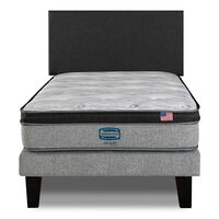 Cama Europea Simmons 1,5 Plazas Dreamer Plazasus Box + Respaldo Praga Marengo