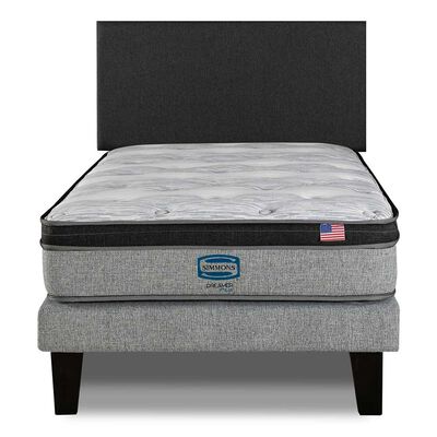 Cama Europea Simmons 1,5 Plazas Dreamer Plazasus Box + Respaldo Praga Marengo