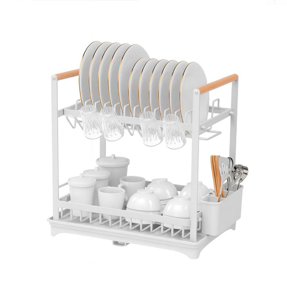Secaplatos Escurridor Simplit Acero Inox Valencia 2 Niveles Blanco