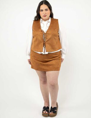 Imagen 2 del producto Blazer Gillet Terciopelo Plush Mujer Extralindas Cafe