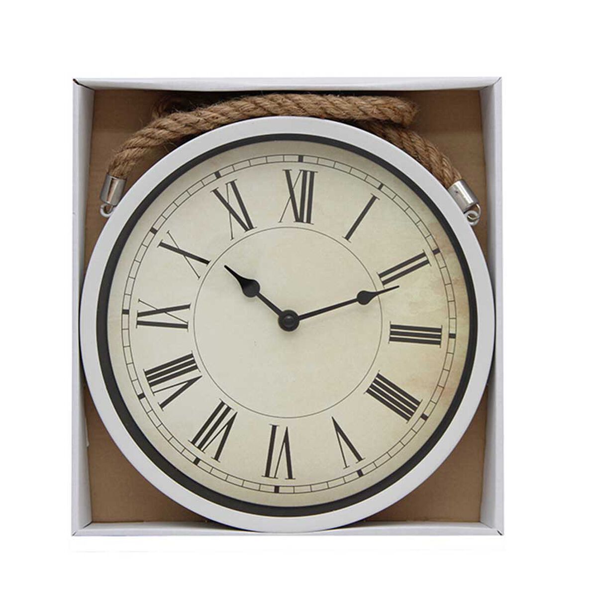 Reloj de Pared Metal Vgo con Soga Circular 25 cm Blanco
