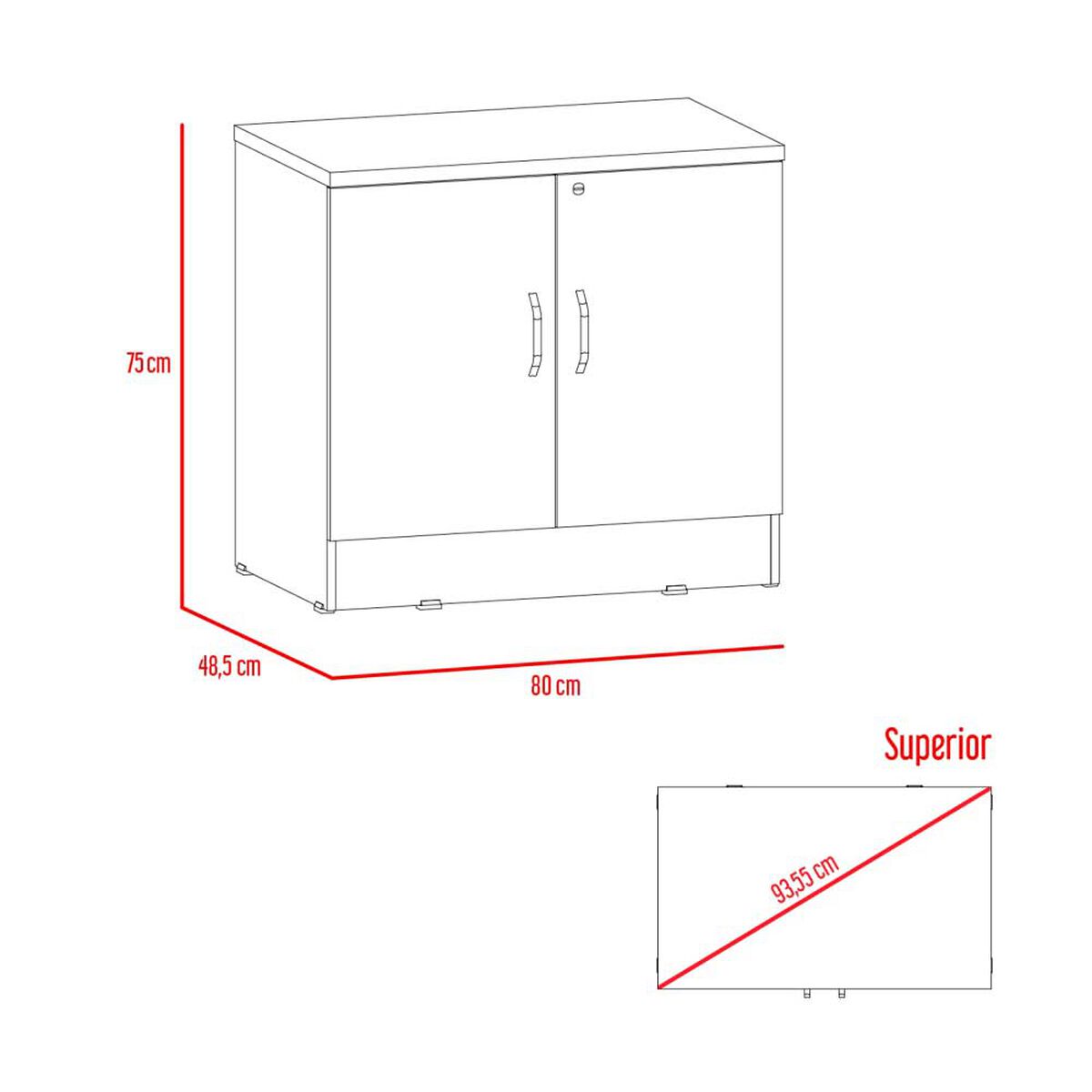 Combo Gabinete 2 Puertas + Cajonera 2 Puertas TuHome Home Office Negro Soft-Coñac