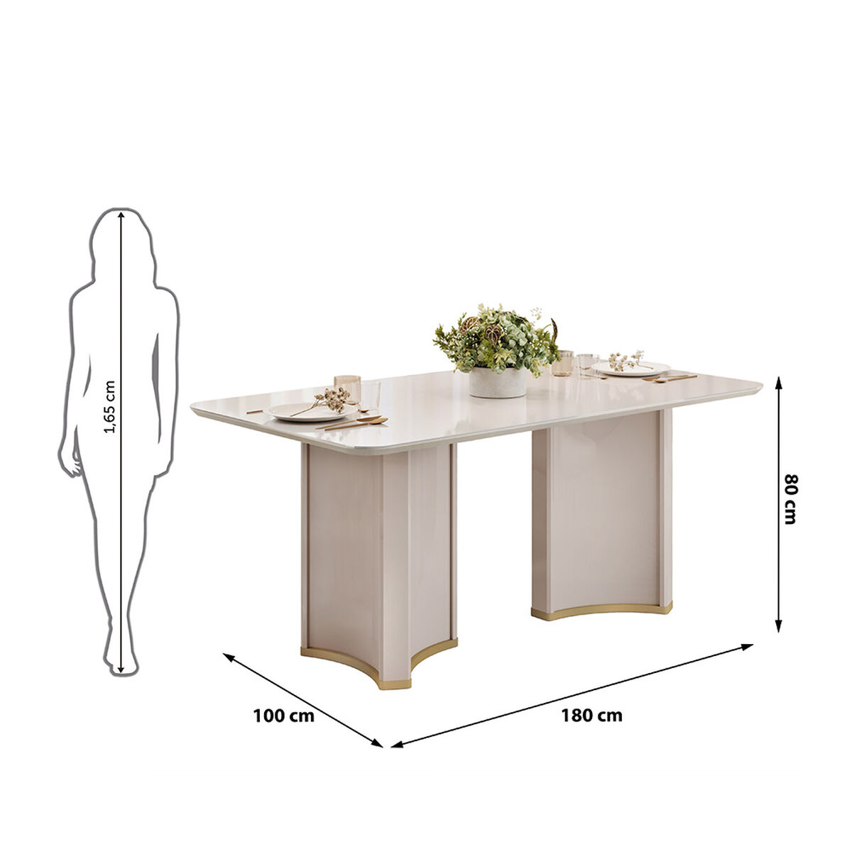 Juego de Comedor Di Poretti Design Liz 6 Sillas Beige