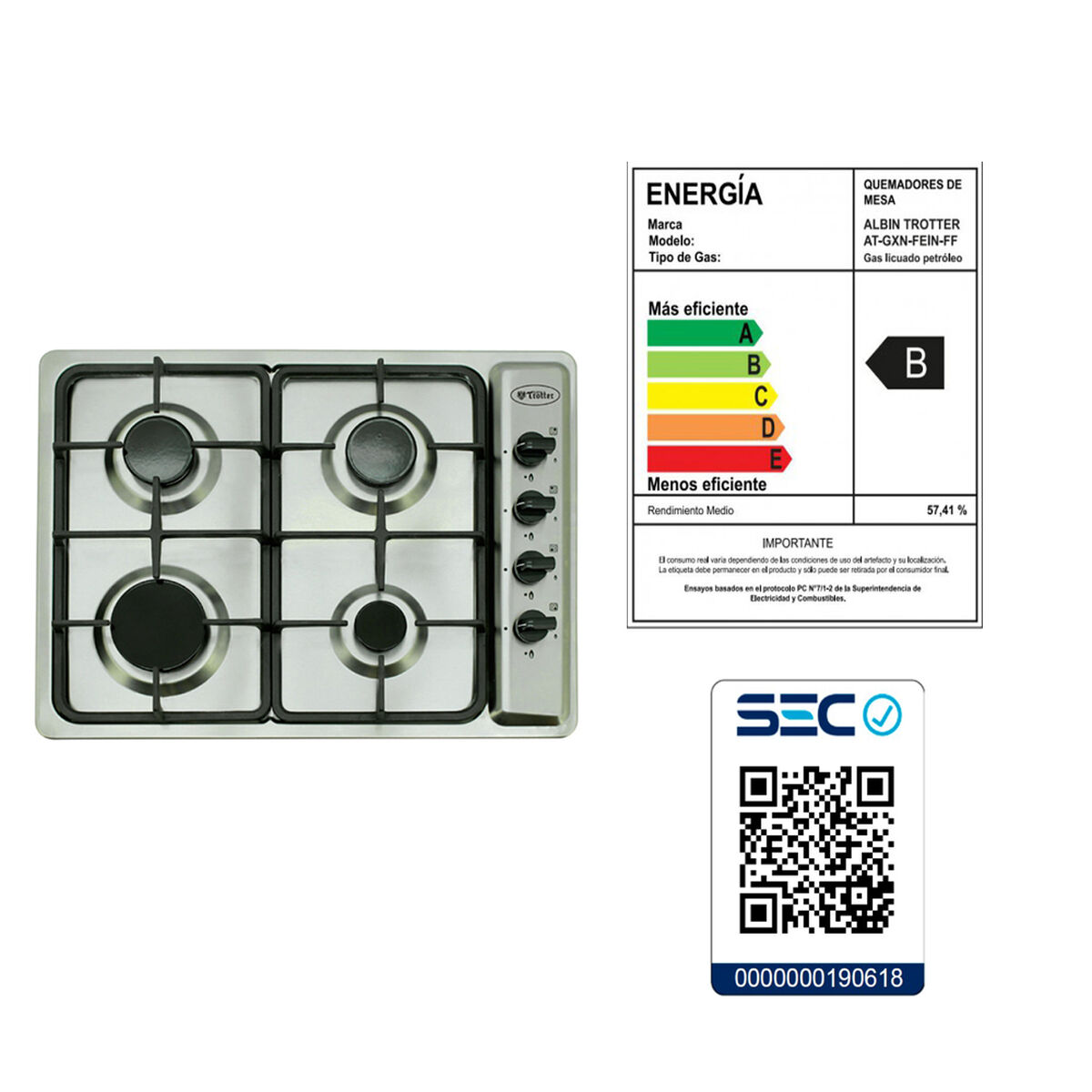 Kit Albin Trotter Campana AT-XN REIN 60 INOX + Encimera AT-G XN FEIN FF + Horno Eléctrico AT-XN E HARBURG
