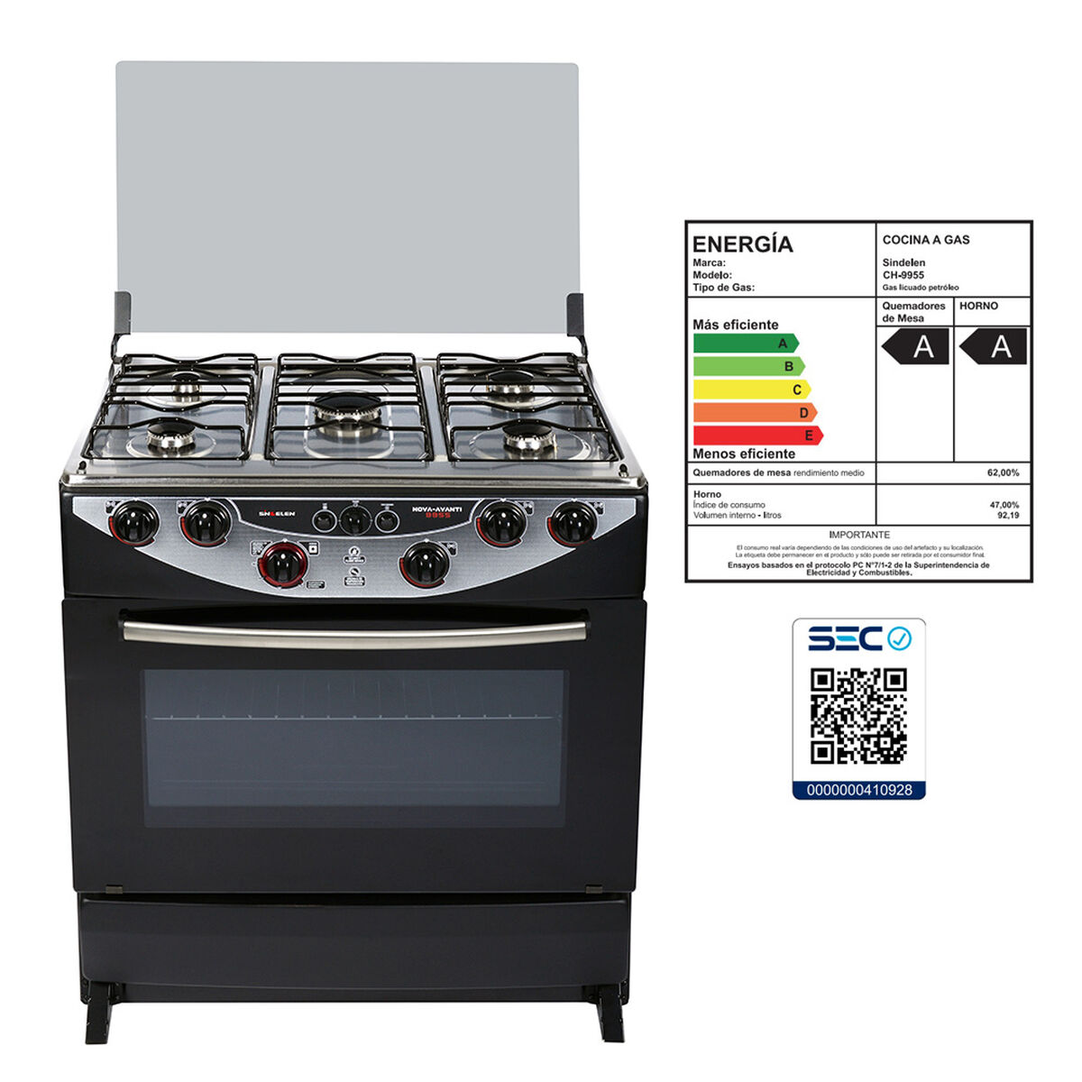 Cocina a Gas Sindelen CH-9955NG 5 Quemadores