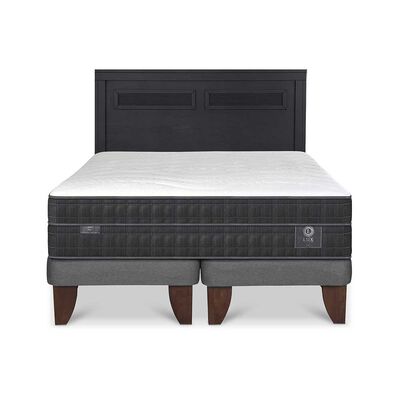 Cama Europea CIC Base Dividida King Lux + Respaldo Milan Negro