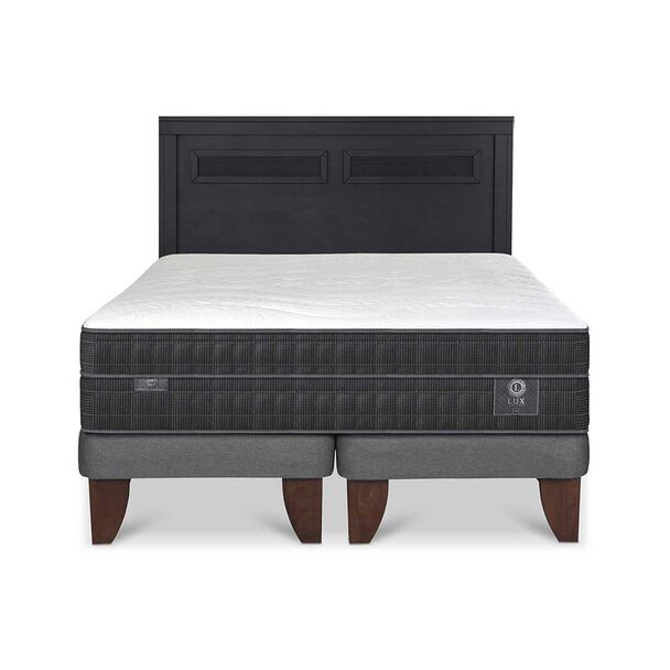 Cama Europea CIC Base Dividida King Lux + Respaldo Milan Negro