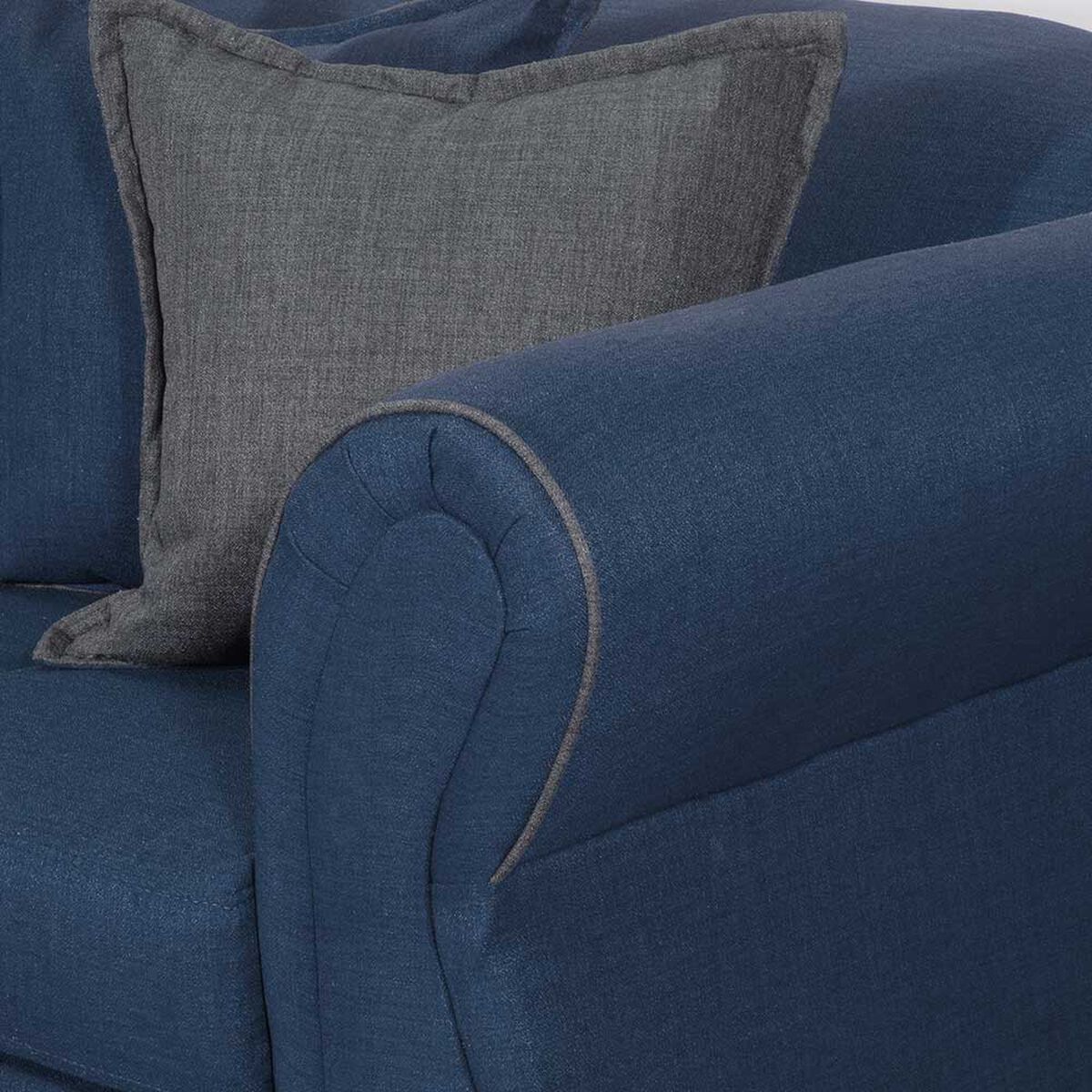Juego de Living Black Factory Emili Sofá 3 Cuerpos + Dos Sillones 1 Cuerpo Azul