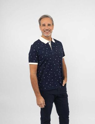 Imagen 1 del producto Polera Piqué Manga Corta Hombre Portman Club Azul, Crema