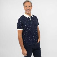 Polera Piqué Manga Corta Hombre Portman Club Azul, Crema