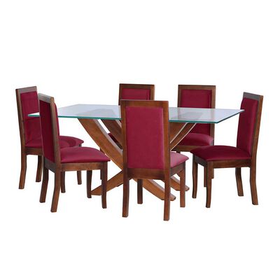 Juego de Comedor Latam Home Alicante 6 Sillas Burdeo