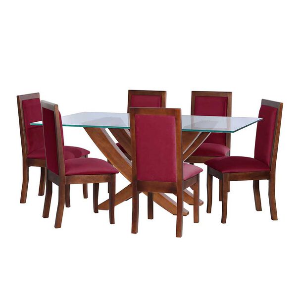 Juego de Comedor Latam Home Alicante 6 Sillas Burdeo