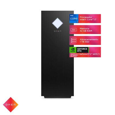 Imagen 1 del producto Desktop HP Omen 25L GT15-2002la Core i7 14va Generación 32GB 1TB SSD NVIDIA® GeForce RTX™ 4070 Ti SUPER™ (GDDR6X de 16 GB dedicada)