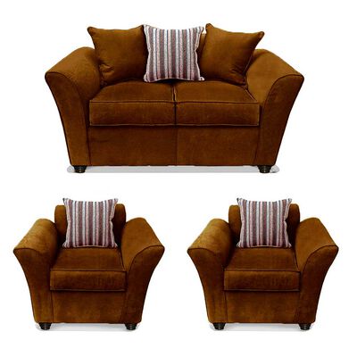 Juego de Living Elegant Detail Minesota Sofá 2 Cuerpos + Dos Sillones 1 Cuerpo Café