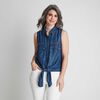 Blusa De Mezclilla Sin Mangas Nudo En Ruedo Mujer Lorenzo Di Pontti