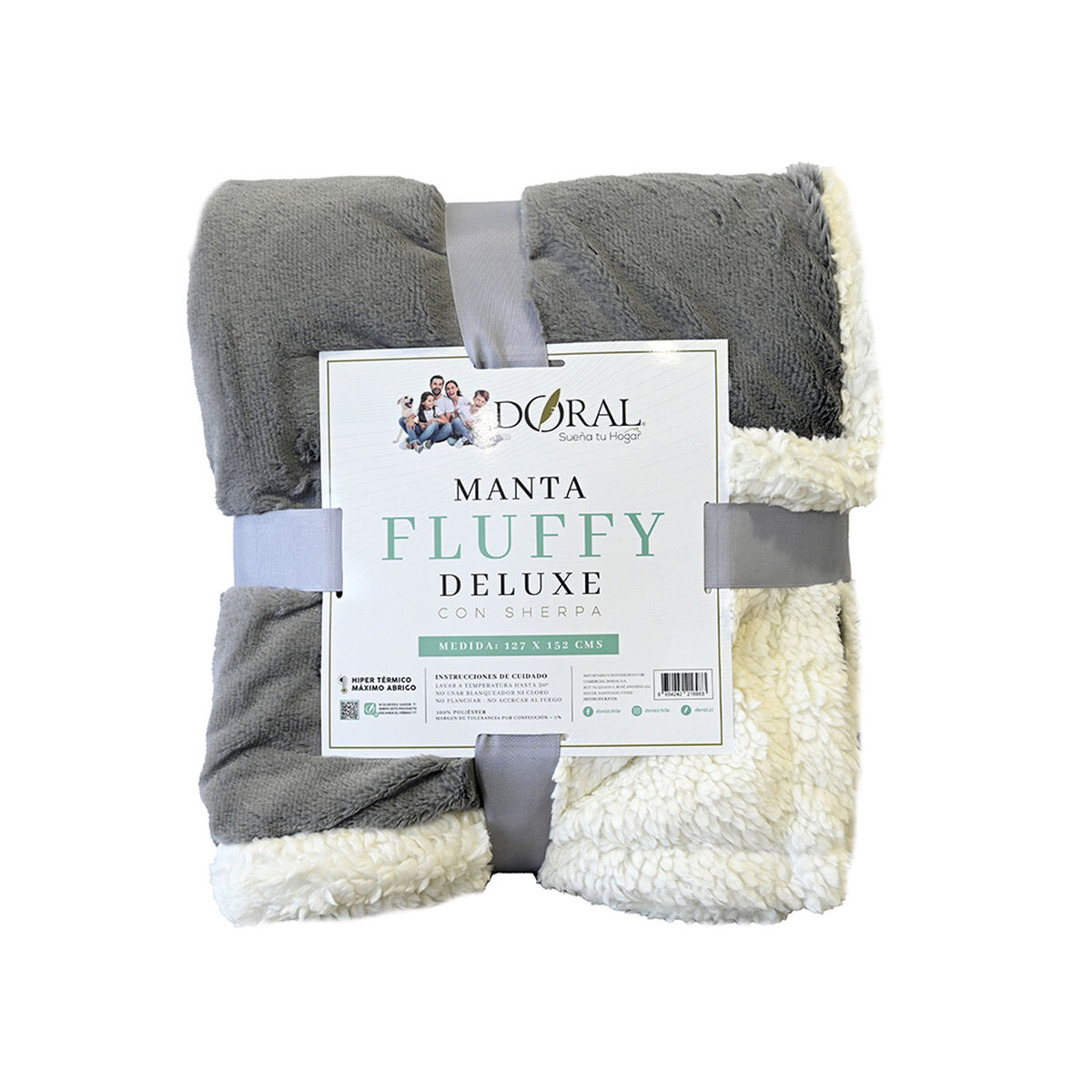 Manta de Poliéster Doral 127 x 152 cm Fluffy Gris