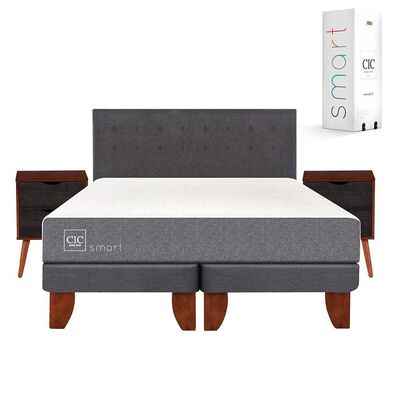 Cama Europea Smart King Base Dividida + Mueble + Respaldo Eufrates