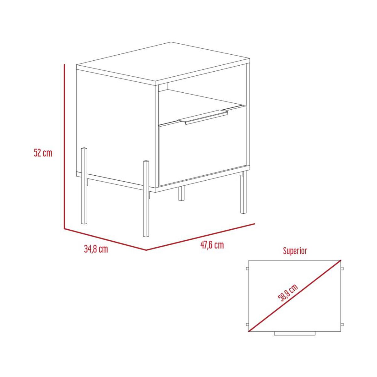 Velador TuHome White Collection 1 Cajón