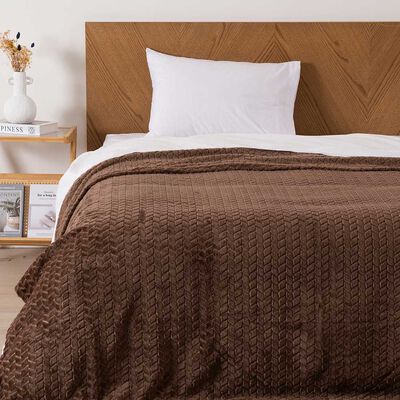 Imagen 1 del producto Frazada Mashini Jqd Flannel Nevada 1.5 Plazas Café