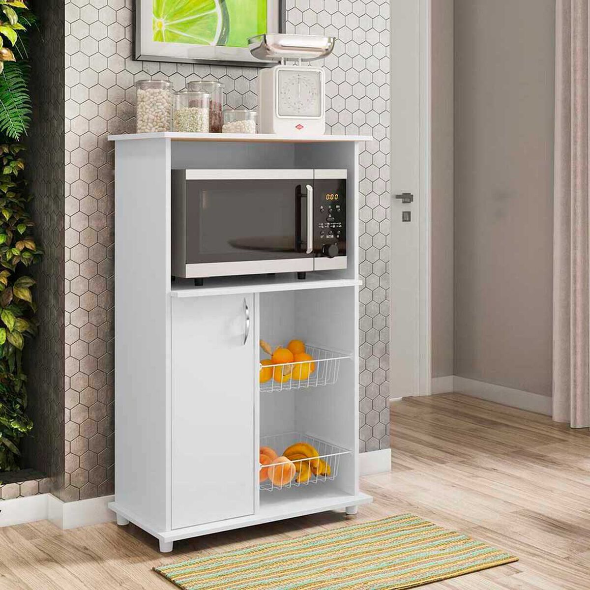 Mueble para Microondas Home Mobili Veles Blanco 1 Puerta