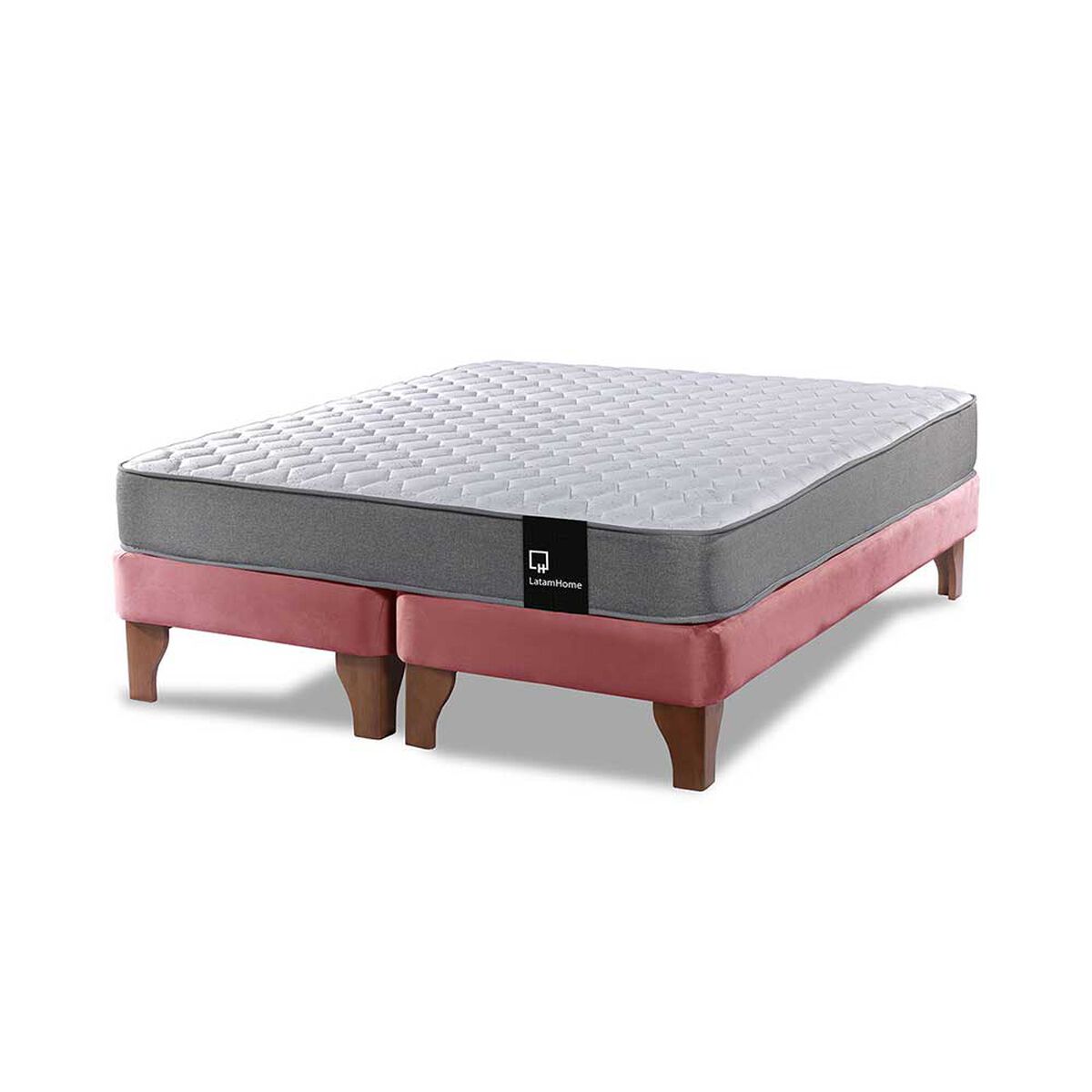 Cama Europea Latam Home Base Dividida 2 Plazas Zen Pro Tela Palo Rosa