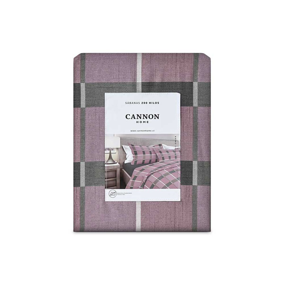 Juego de S&aacute;banas Cannon 200 Hilos King Check Rosa