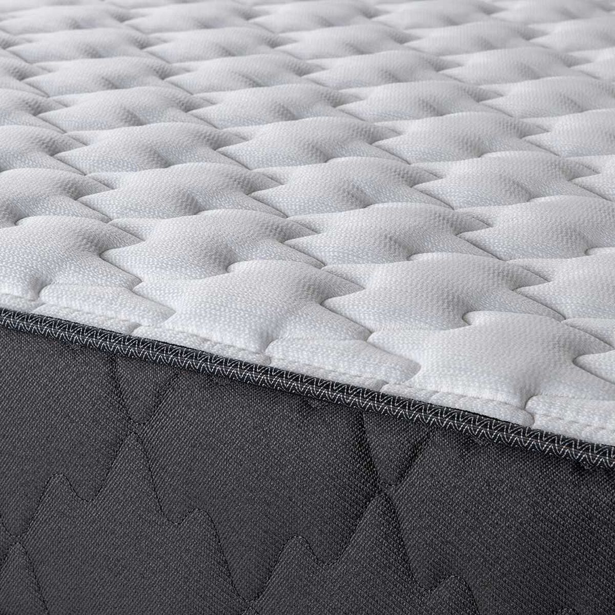 Cama Europea Rosen 1 Plaza Wave + Respaldo + Velador Tabor Grafito