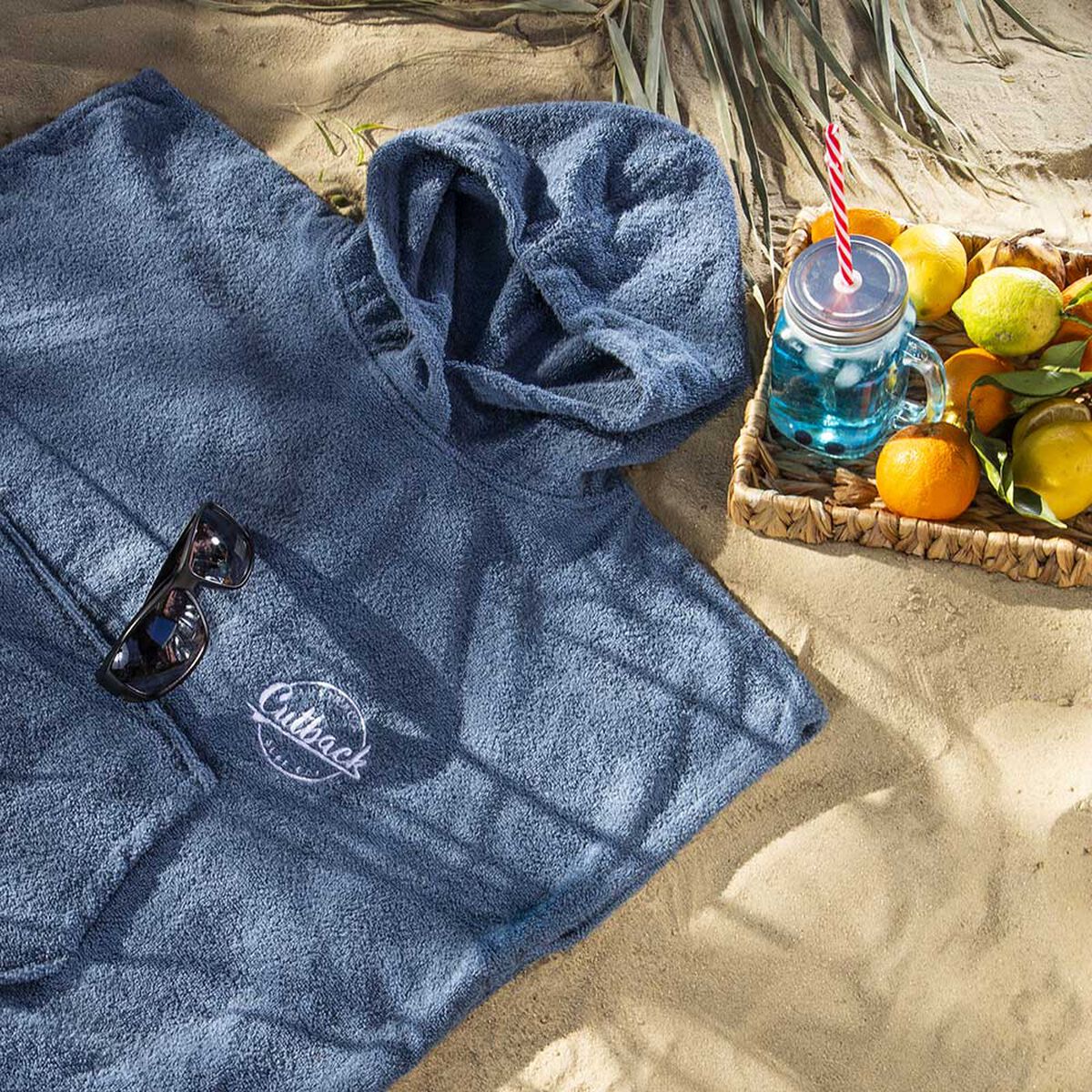Toalla de Playa con Capucha Surf Juvenil Cutback Azul Teen