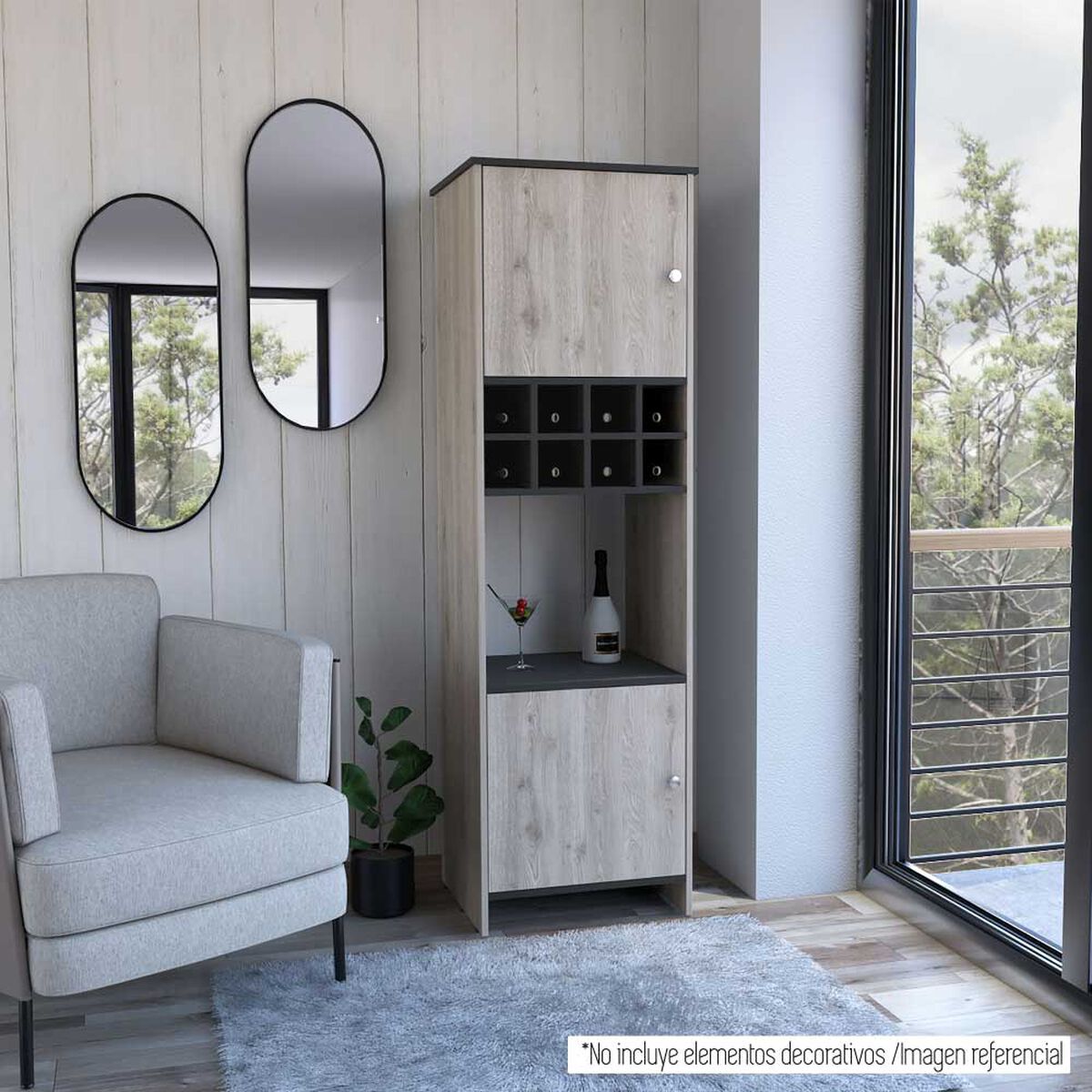 Bar TuHome Bi Color Ceniza Wengue 2 Puertas