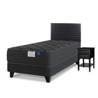 Cama Europea Flex 1,5 Plazas Black + Respaldo Modern + Velador Rover