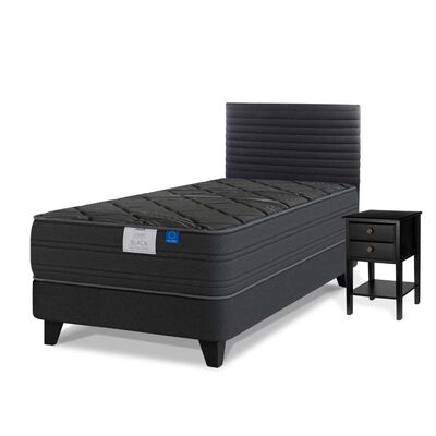 Imagen 1 del producto Cama Europea Flex 1,5 Plazas Black + Respaldo Modern + Velador Rover