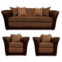 Juego de Living Elegant Detail Minesota Sofá 3 Cuerpos + Dos Sillones 1 Cuerpo Café