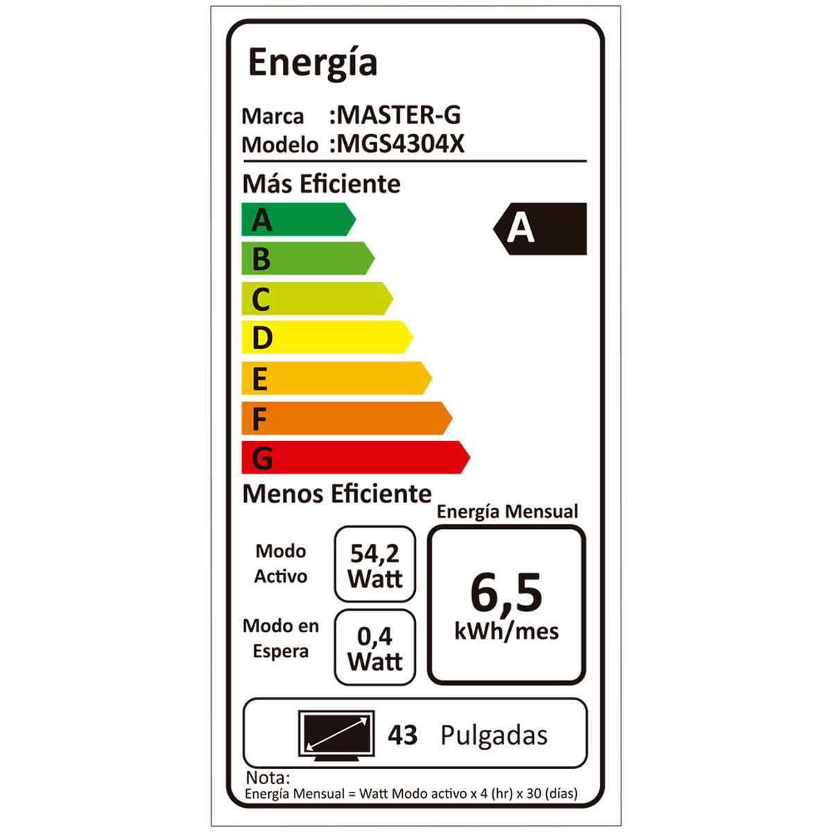 LED 43'' Master-G MGS4304X Smart TV Full HD