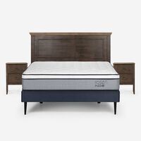Cama Europea Rosen 2 Plazas Indie + Respaldo + 2 Veladores Anna